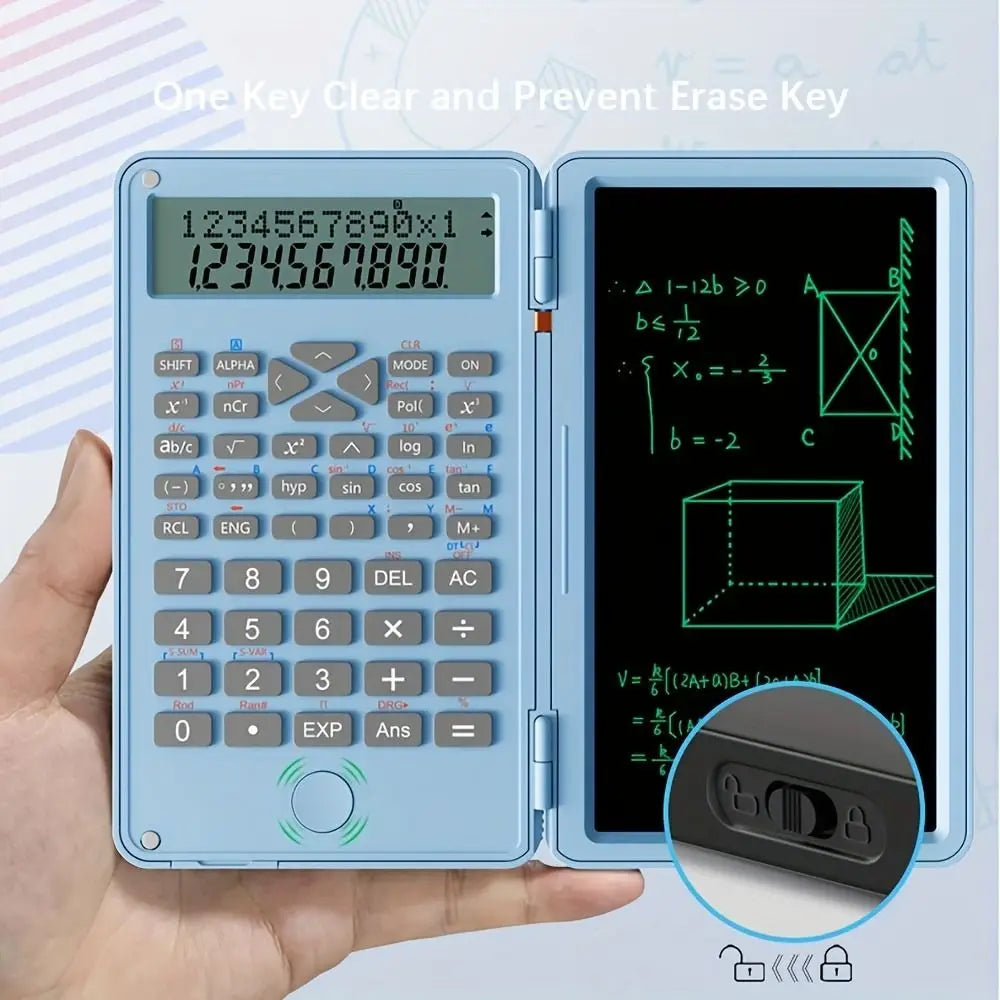 3 in 1 Scientific Calculator Foldable 6-inch Office LCD Drawing Pad Portable Erasable Digital Writing Tablet