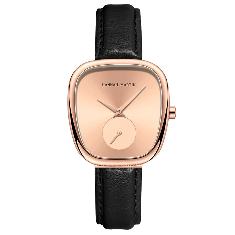 2025 New Women's Quartz Wristwatch 34mm Wine Barrel Rose Gold Black Stopwatch Fashionable Minimalist Style Oval Women's Watches
