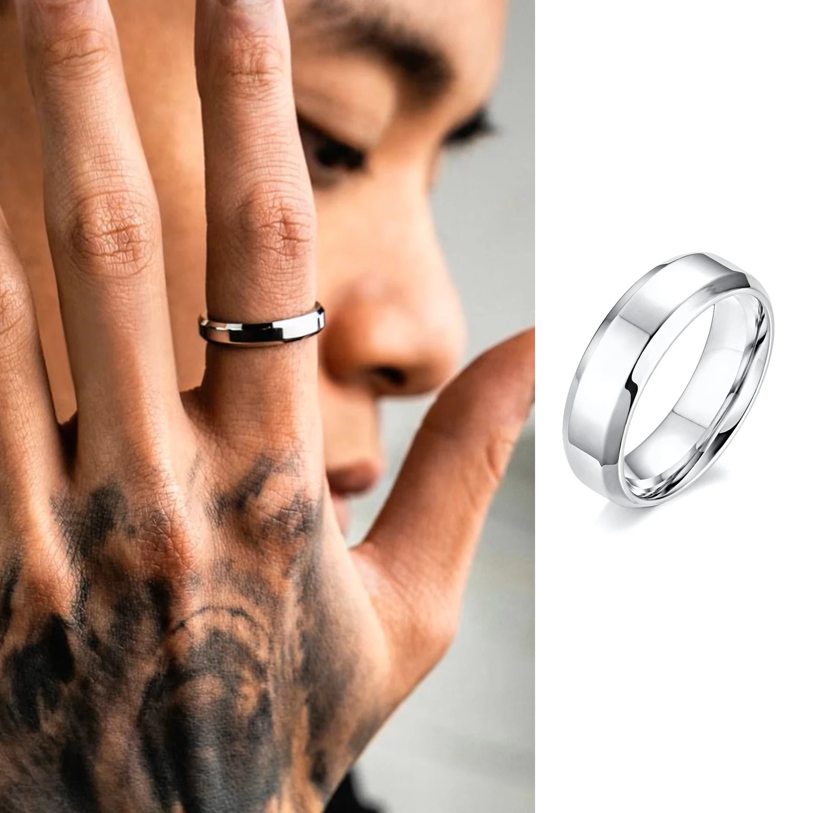 Punk Vintage Ethnic Rings for Men, Retro Viking Knot Rune Finger Band, Black Geometric Square Stone Signet Ring Jewelry
