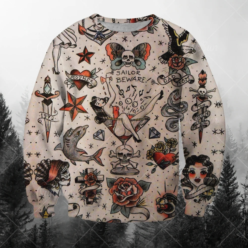 Men's Sweatshirts 3d Characters And Animal Graphic Long Sleeve Printed T-Shirts Loose O-Neck Hoodies Oversized Men Clothing Tops