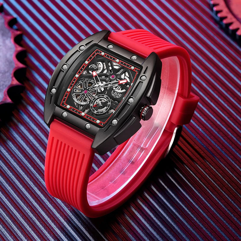 LIGE Automatic Mechanical Watches for Man Luxury Watch Men Waterproof Wristwatch Rubber Strap Relogio Masculion Free Shipping
