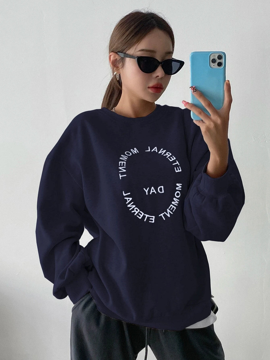 Women's Sweatshirts Funny Letter Printing Pullover Crewneck Long Sleeves Oversize Hoodie Fashion Casual Autumn Female Clothes