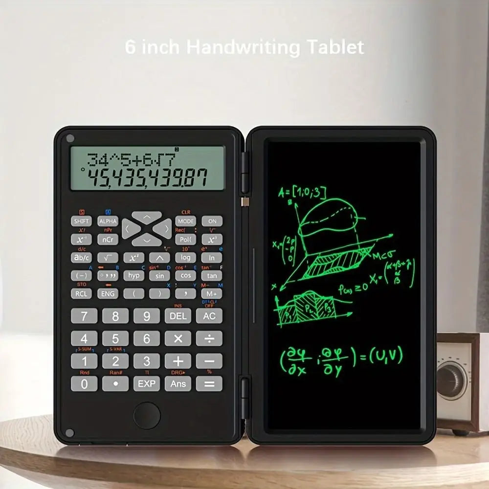 3 in 1 Scientific Calculator Foldable 6-inch Office LCD Drawing Pad Portable Erasable Digital Writing Tablet