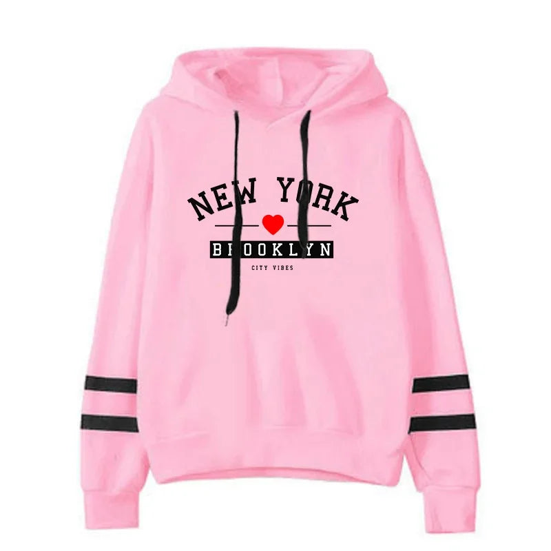 Hoodies Womens Sweatshirts Print Daily Versatile Pullovers Stripe Jogging Sports Clothing Casual Street Woman Hooded Tops 2025