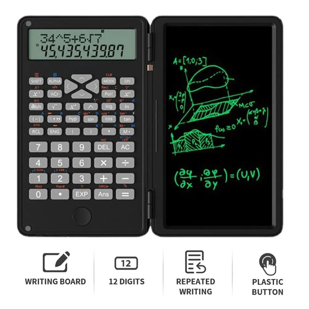 3 in 1 Scientific Calculator Foldable 6-inch Office LCD Drawing Pad Portable Erasable Digital Writing Tablet