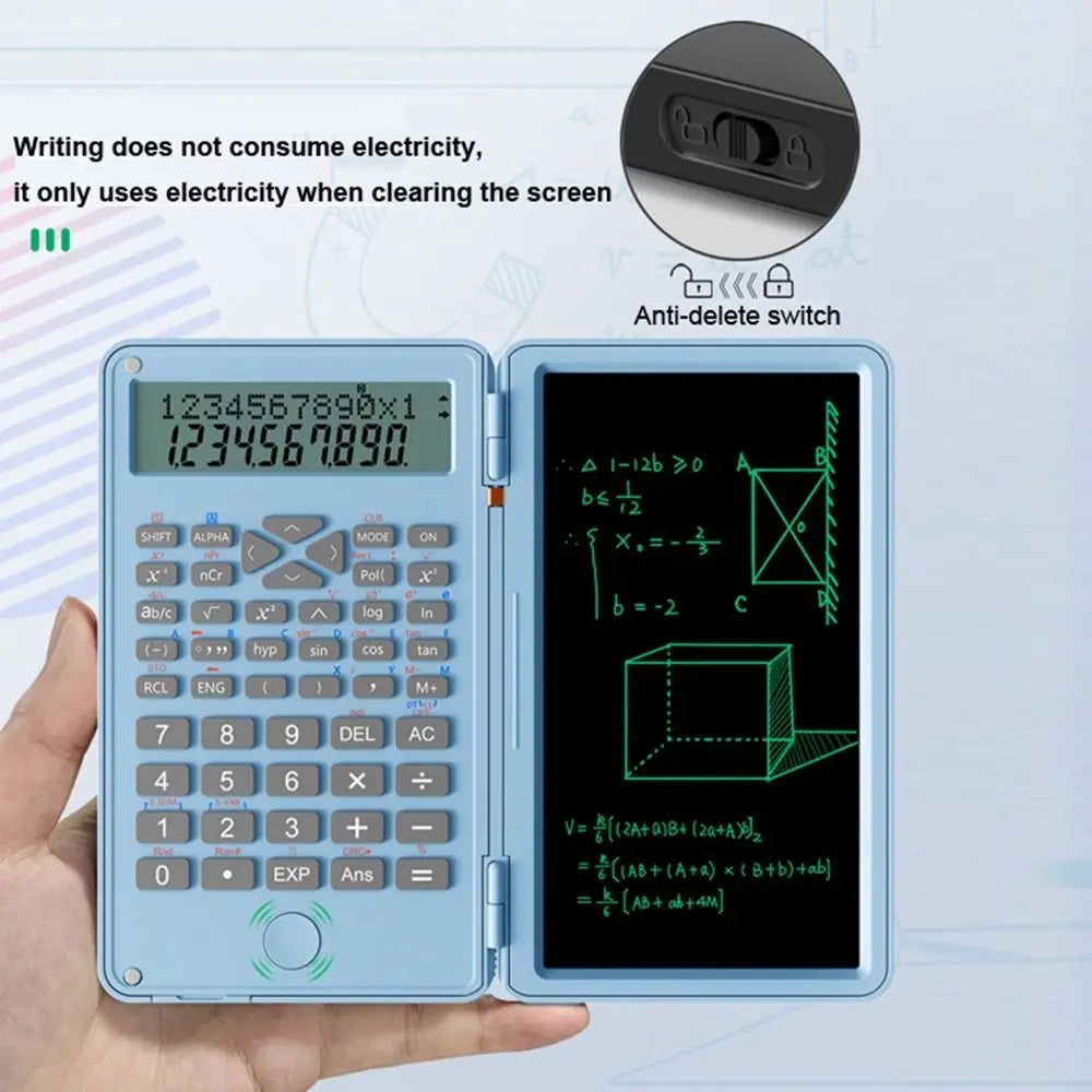 3 in 1 Scientific Calculator Foldable 6-inch Office LCD Drawing Pad Portable Erasable Digital Writing Tablet