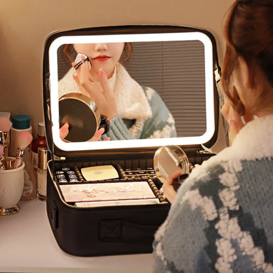 Smart LED Cosmetic Case with Mirror