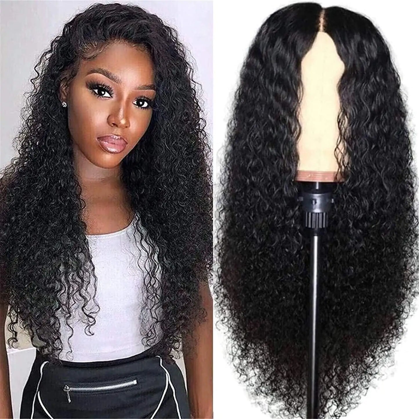 Women's Long Curly Brazilian Human Hair Lace Wig (US 2023)