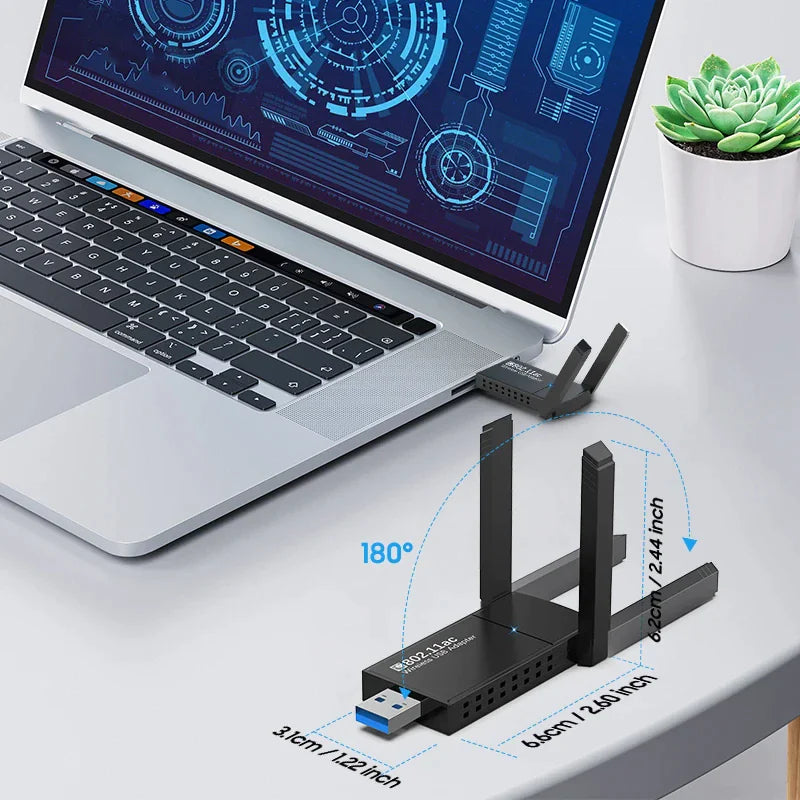 USB 3.0 Wireless WIFI Adapter 1300Mbps Long Range Dongle Dual Band 5Ghz Network