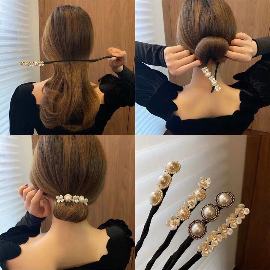 Cross-border Summer Pearl Lazy Twist Clip Women's Ball Head Curler Hair Card Internet Celebrity Elegant Hair Flower Hair Accessories