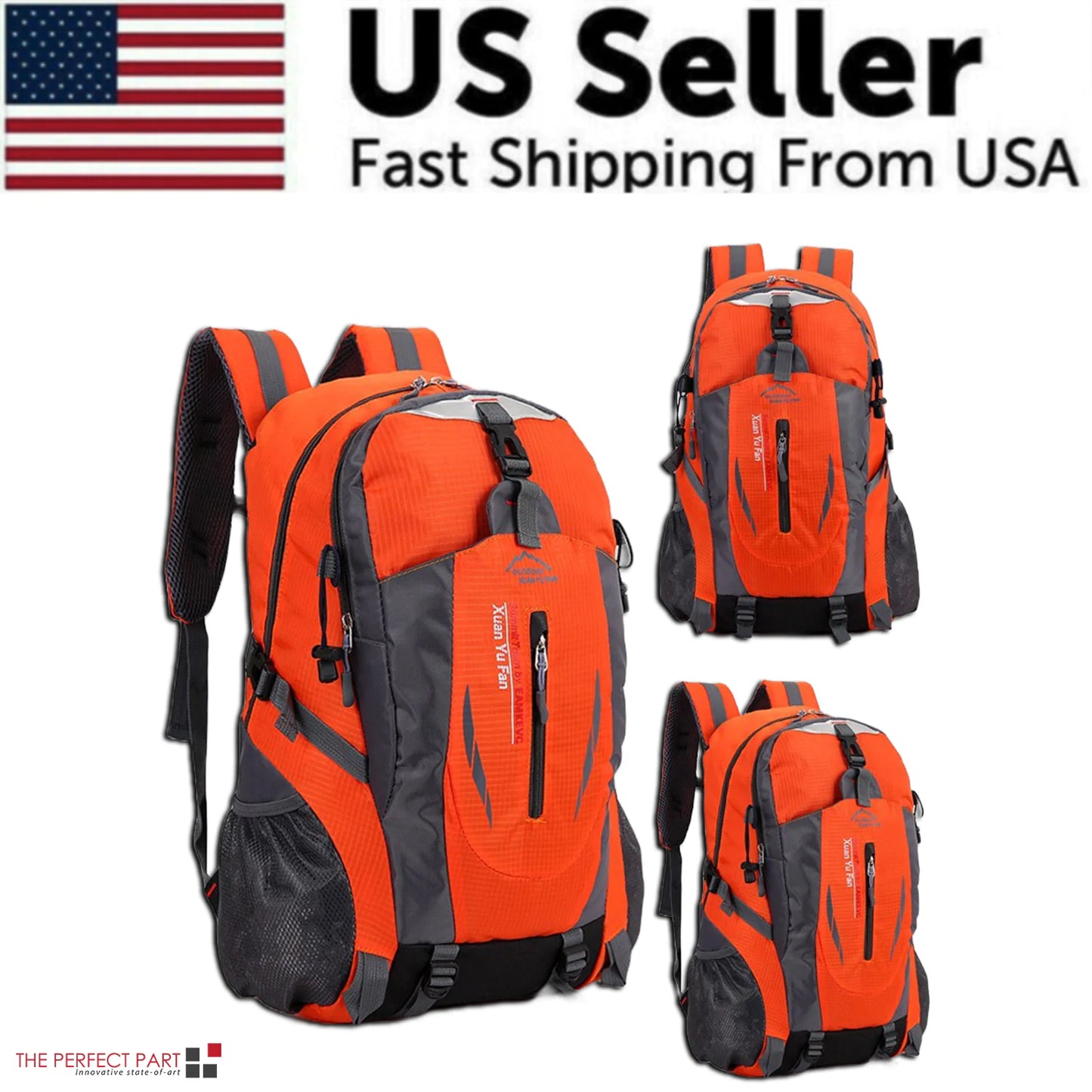 40L Men & Women Travel Backpack Rucksack - Camping, Laptop, Hiking, School Book Bag - USA