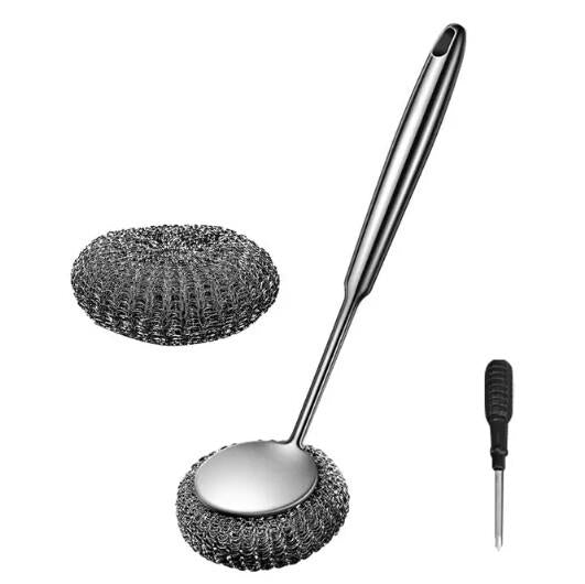 Long handle stainless steel pot brush