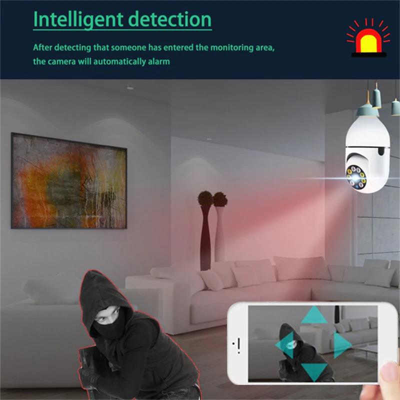 Bulb Surveillance Camera Night Vision Full Color Automatic Human Tracking - 200W E27