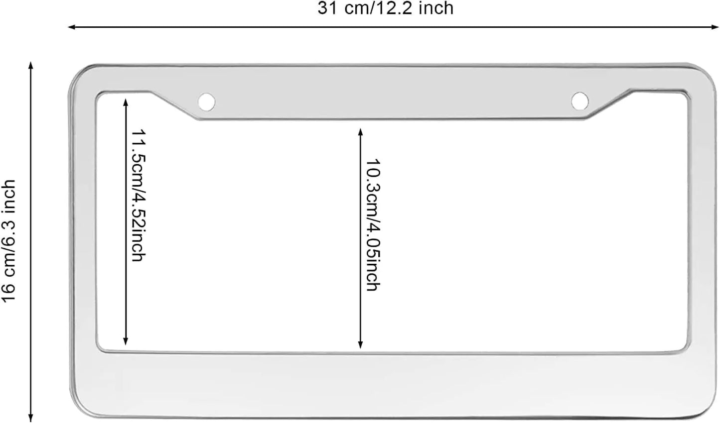 2PCS Chrome Stainless Steel Metal License Plate W/Frame Tag Cover & Screw Caps