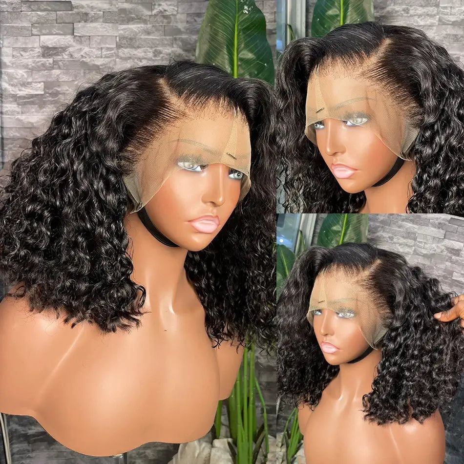 250% Density Short Deep Wave Hair Wig