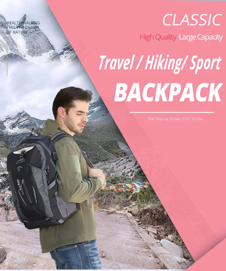 40L Men & Women Travel Backpack Rucksack - Camping, Laptop, Hiking, School Book Bag - USA