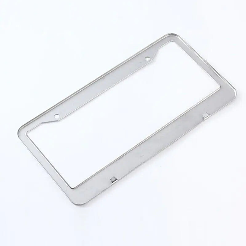 2PCS Chrome Stainless Steel Metal License Plate W/Frame Tag Cover & Screw Caps