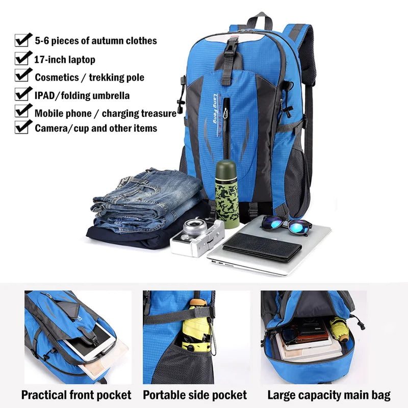 40L Men & Women Travel Backpack Rucksack - Camping, Laptop, Hiking, School Book Bag - USA