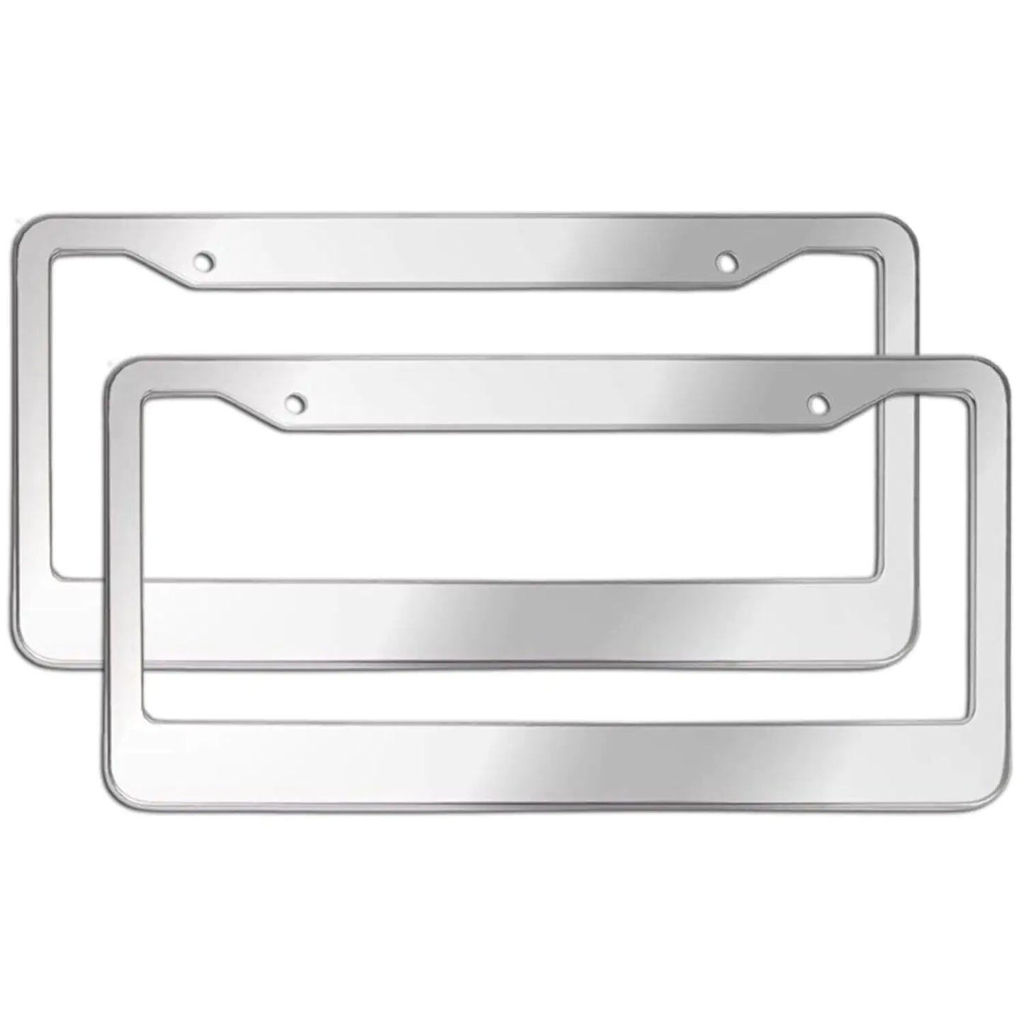 2PCS Chrome Stainless Steel Metal License Plate W/Frame Tag Cover & Screw Caps