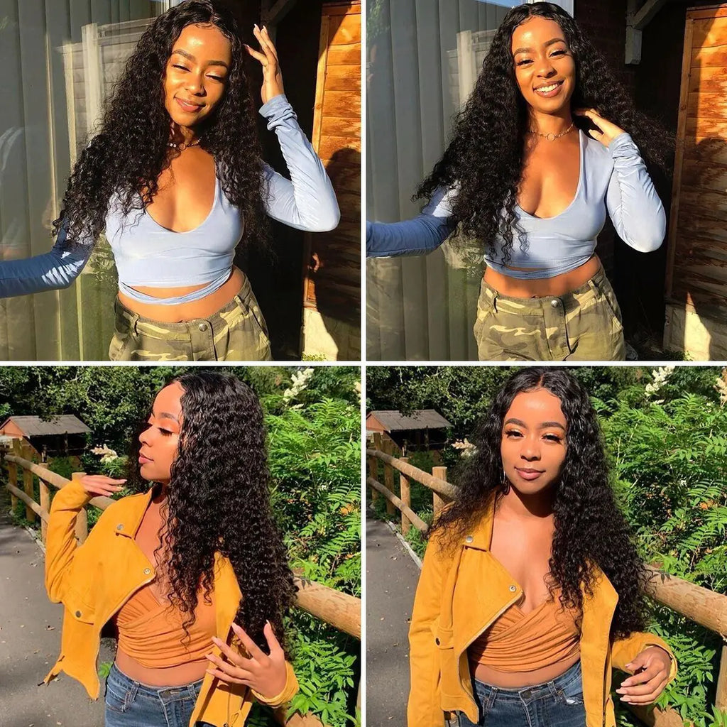 Women's Long Curly Brazilian Human Hair Lace Wig (US 2023)