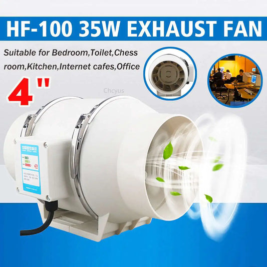 220V 4 Inch Low Noise Inline Duct Fan